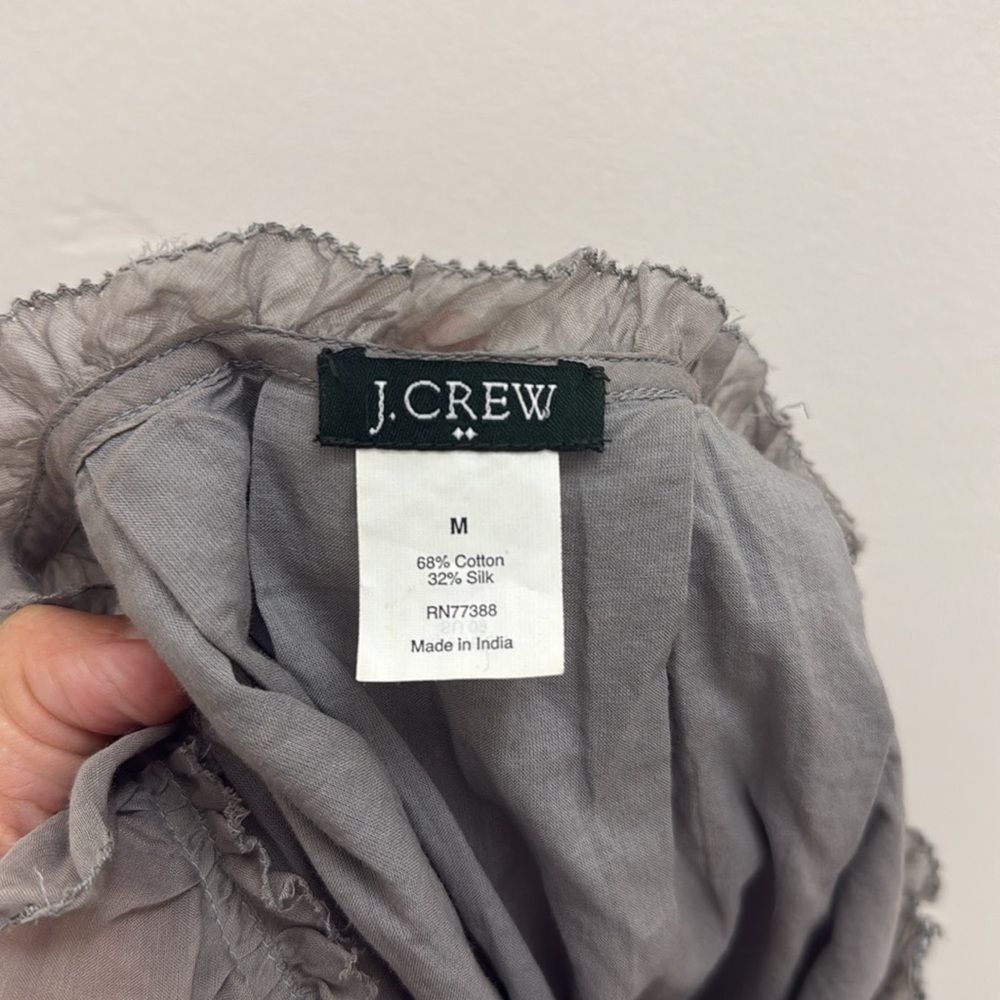 J. Crew 100% silk layered lined ruffle sleeveless gray size medium - Picture 5 of 8